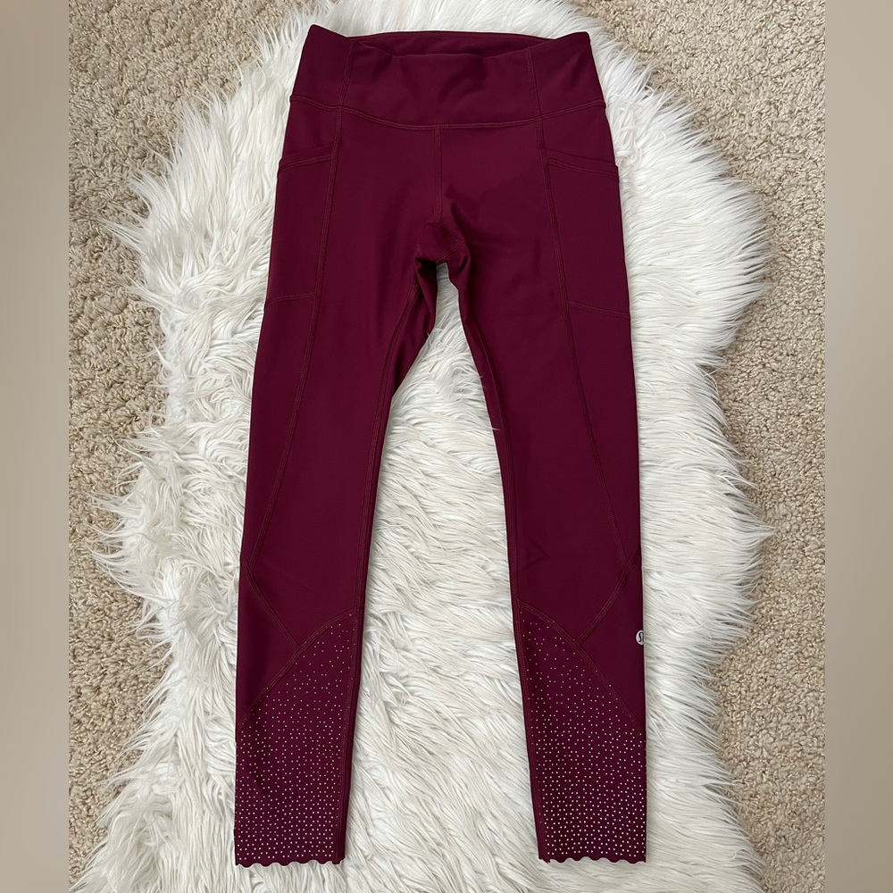 {Lululemon} Tight Stuff Tight II 25" Legging Scallop hem in Deep Ruby - 4